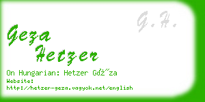 geza hetzer business card